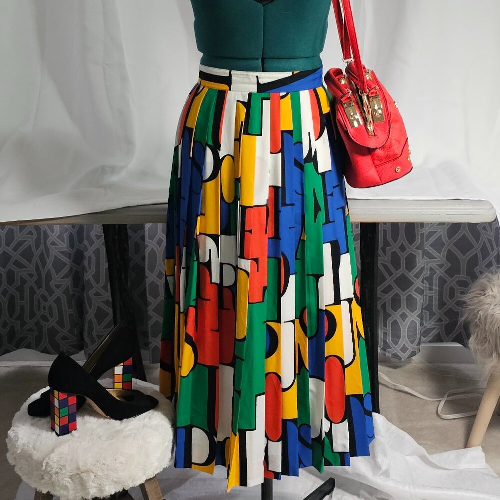 Louis Féraud Geometric Pleated Skirt – Vintage Designer